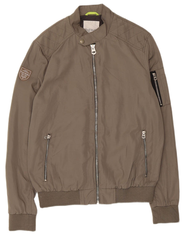 Fred Mello Mens Bomber Jacket UK 38 Medium Grey Polyamide