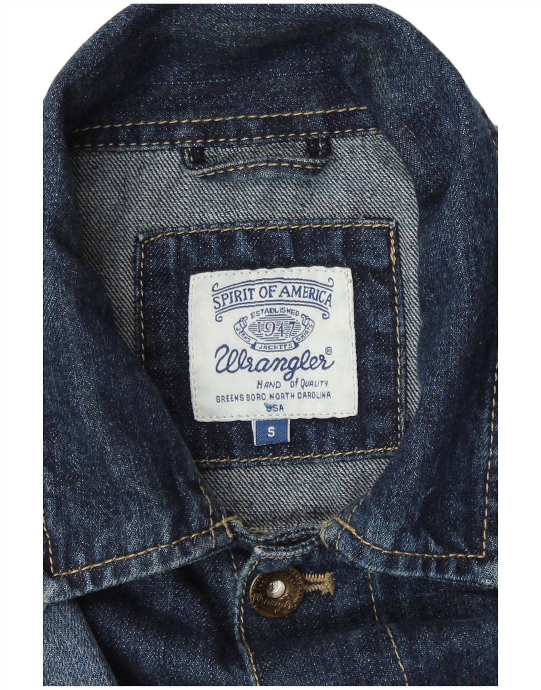 Wrangler Mens Denim Jacket UK 36 Small Navy Blue Cotton