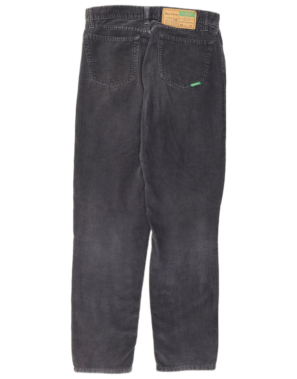 Benetton Mens Blue Family Corduroy Trousers W30 L28 Grey Cotton
