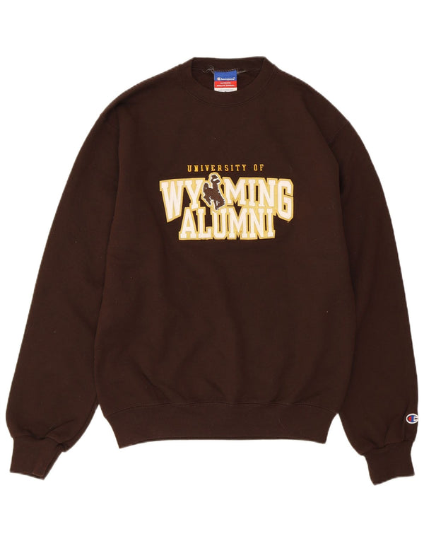 CHAMPION Mens University Of Wyoming Alumni Sweatshirt Jumper Small Brown