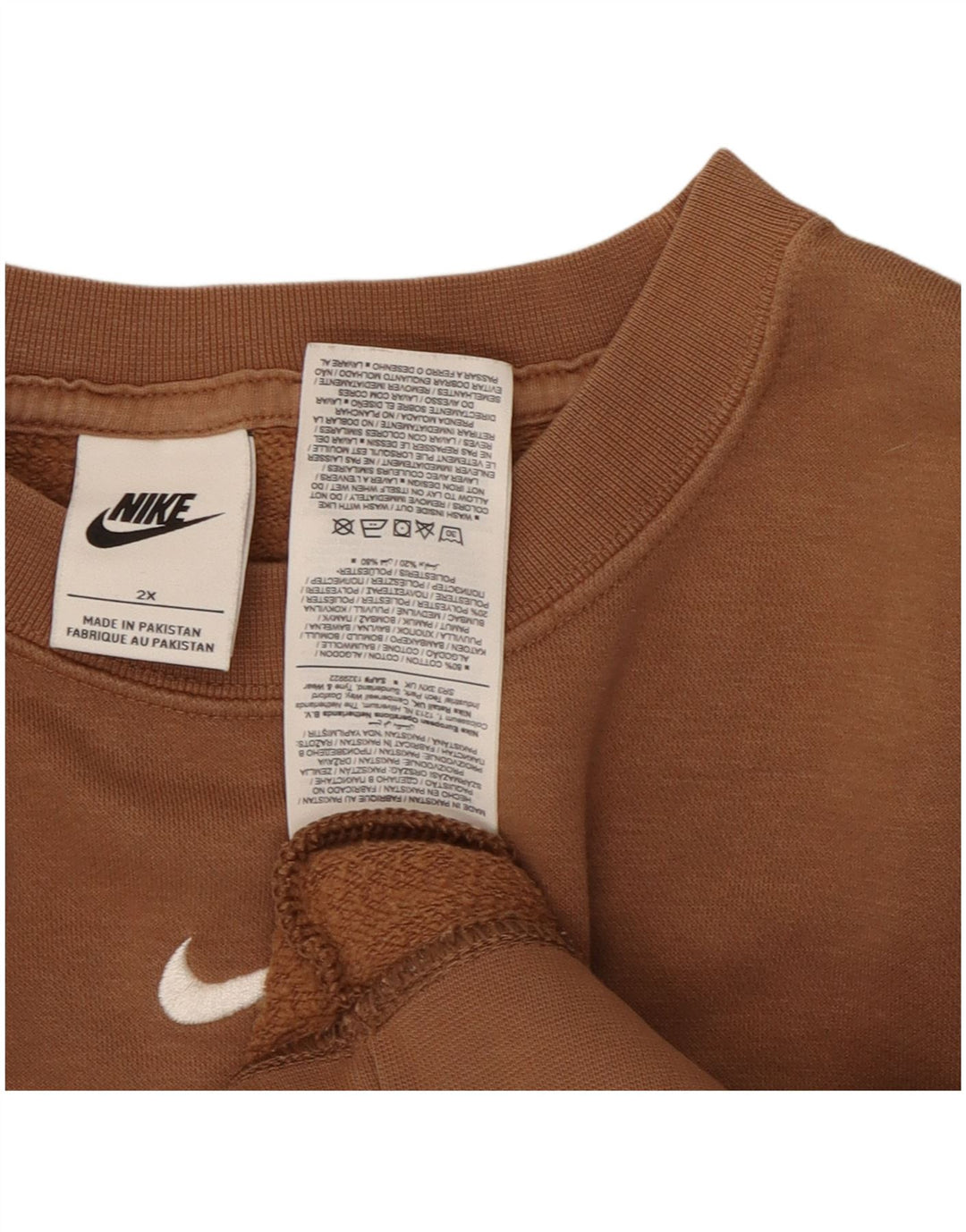 NIKE Womens Oversized Sweatshirt Jumper UK 20 2XL Brown Cotton