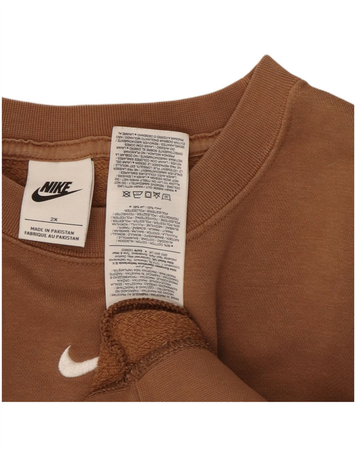 NIKE Womens Oversized Sweatshirt Jumper UK 20 2XL Brown Cotton