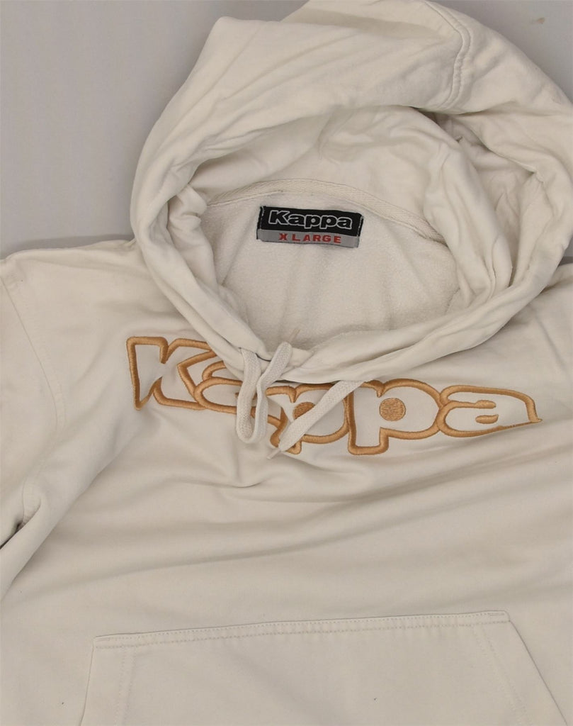 KAPPA Womens Graphic Hoodie Jumper UK 18 XL  White Cotton | Vintage Kappa | Thrift | Second-Hand Kappa | Used Clothing | Messina Hembry 