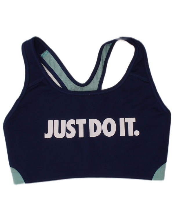 Nike Womens Dri Fit Graphic Sport Bra Vest Top Small Navy Blue Sports