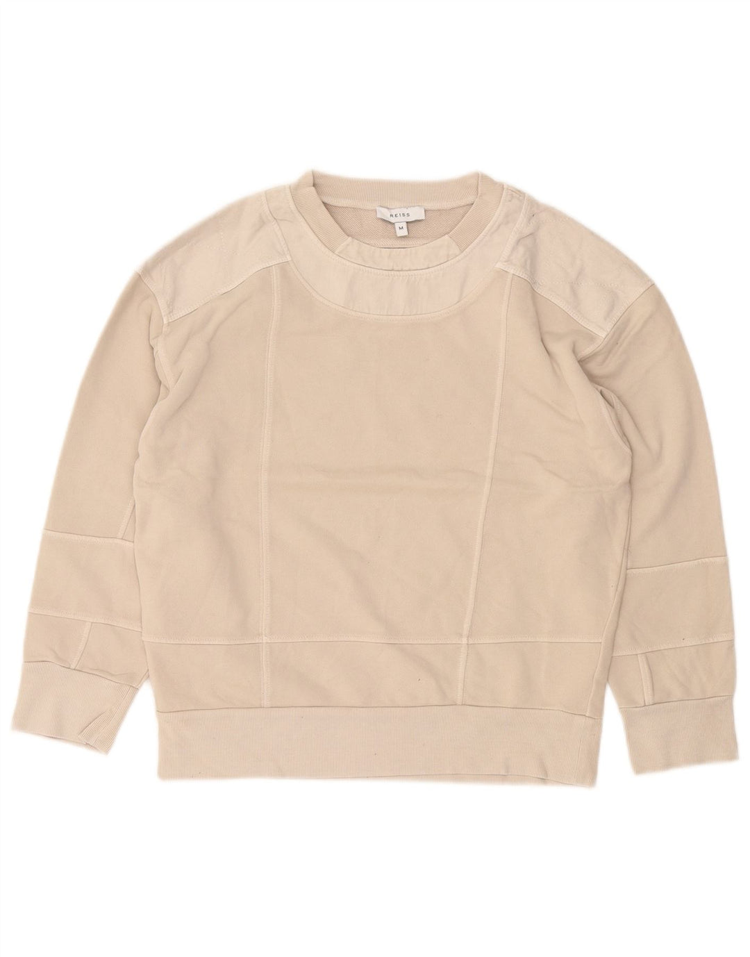 REISS Womens Sweatshirt Jumper UK 14 Medium Beige Cotton