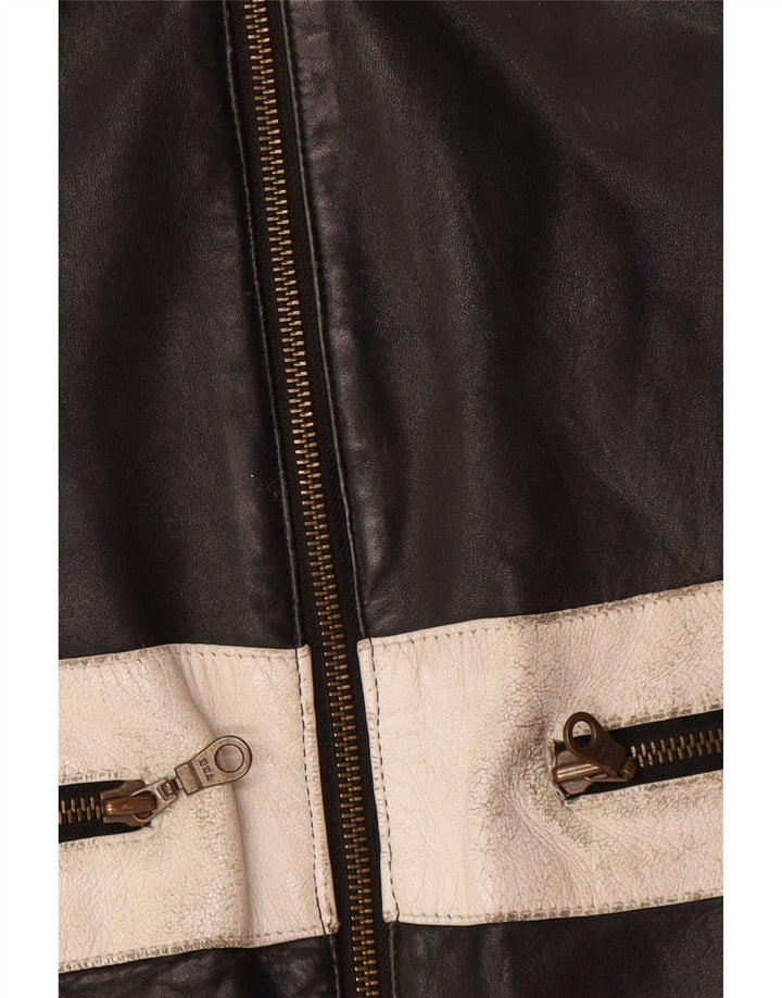 Vintage Womens Motorstyle Jacket EU 42 Large Black Colourblock