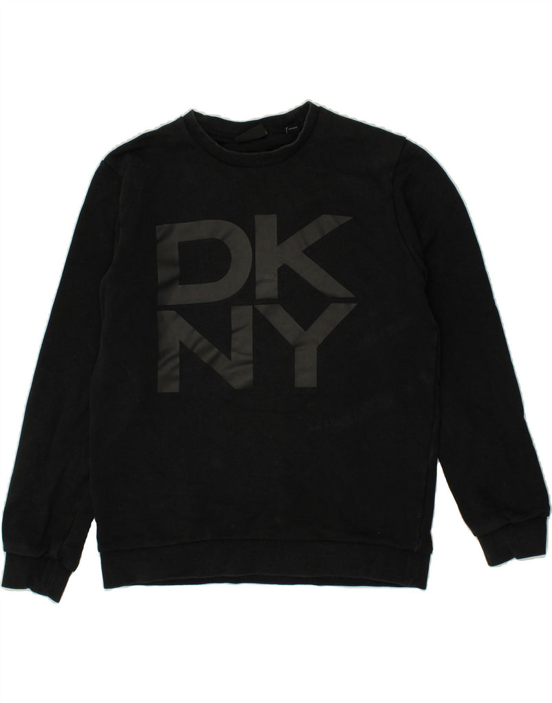 DKNY Mens Graphic Sweatshirt Jumper Medium Black Cotton | Vintage Dkny | Thrift | Second-Hand Dkny | Used Clothing | Messina Hembry 