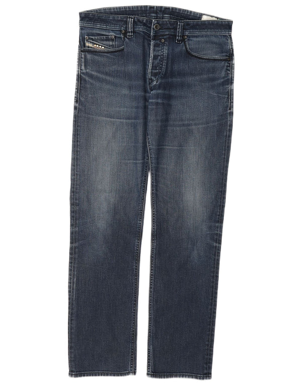 Diesel Mens Straight Jeans W34 L33 Blue Cotton