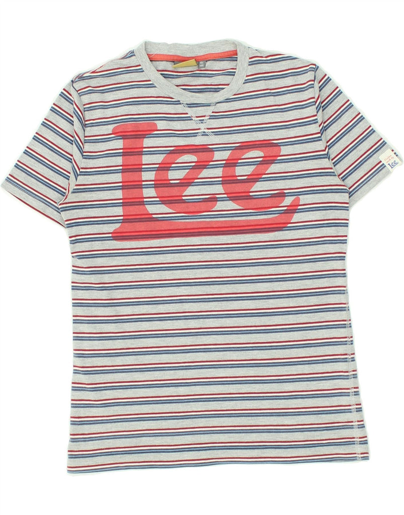 LEE Boys Graphic T-Shirt Top 11-12 Years Grey Striped Cotton | Vintage Lee | Thrift | Second-Hand Lee | Used Clothing | Messina Hembry 