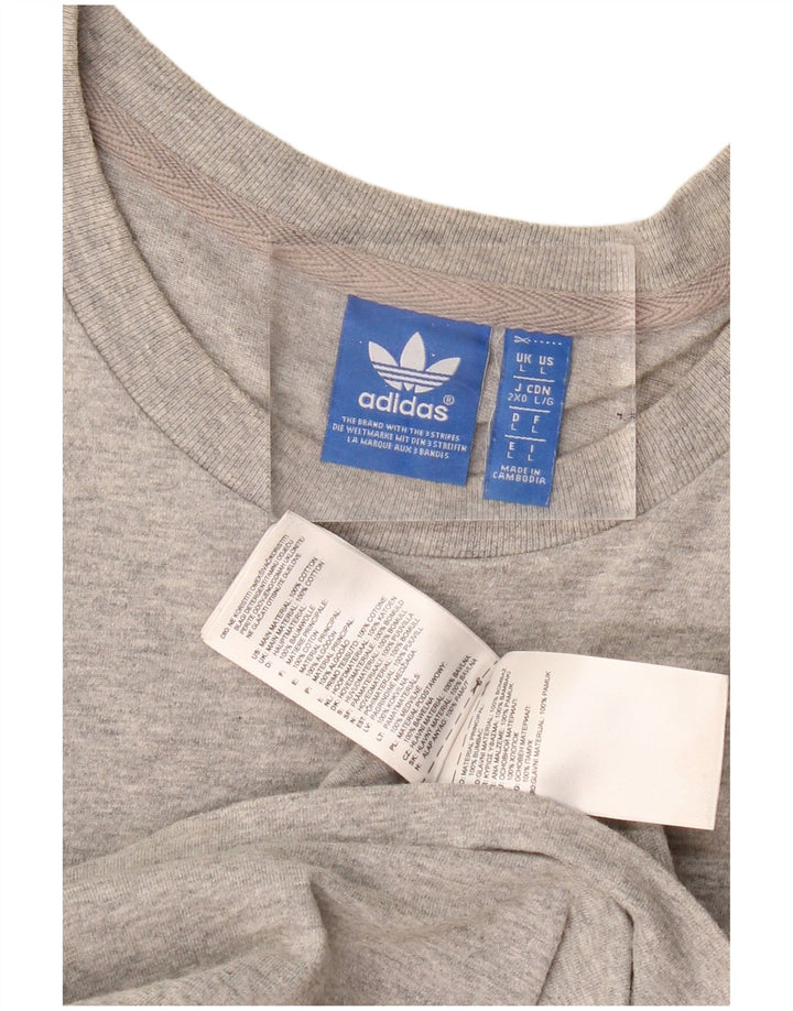 ADIDAS Mens Graphic T-Shirt Top Large Grey Cotton