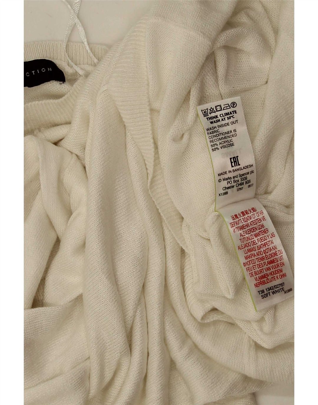 Marks & Spencer Womens Oversized Crew Neck Jumper Sweater UK 10 Small White