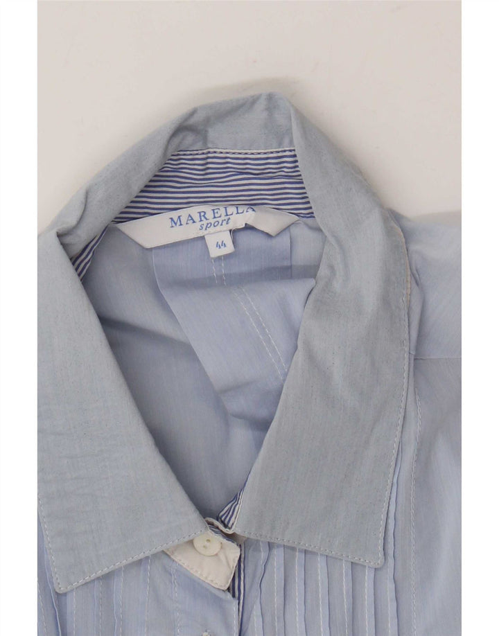 Marella Womens Short Sleeve Tuxedo Shirt IT 44 Medium Blue Colourblock