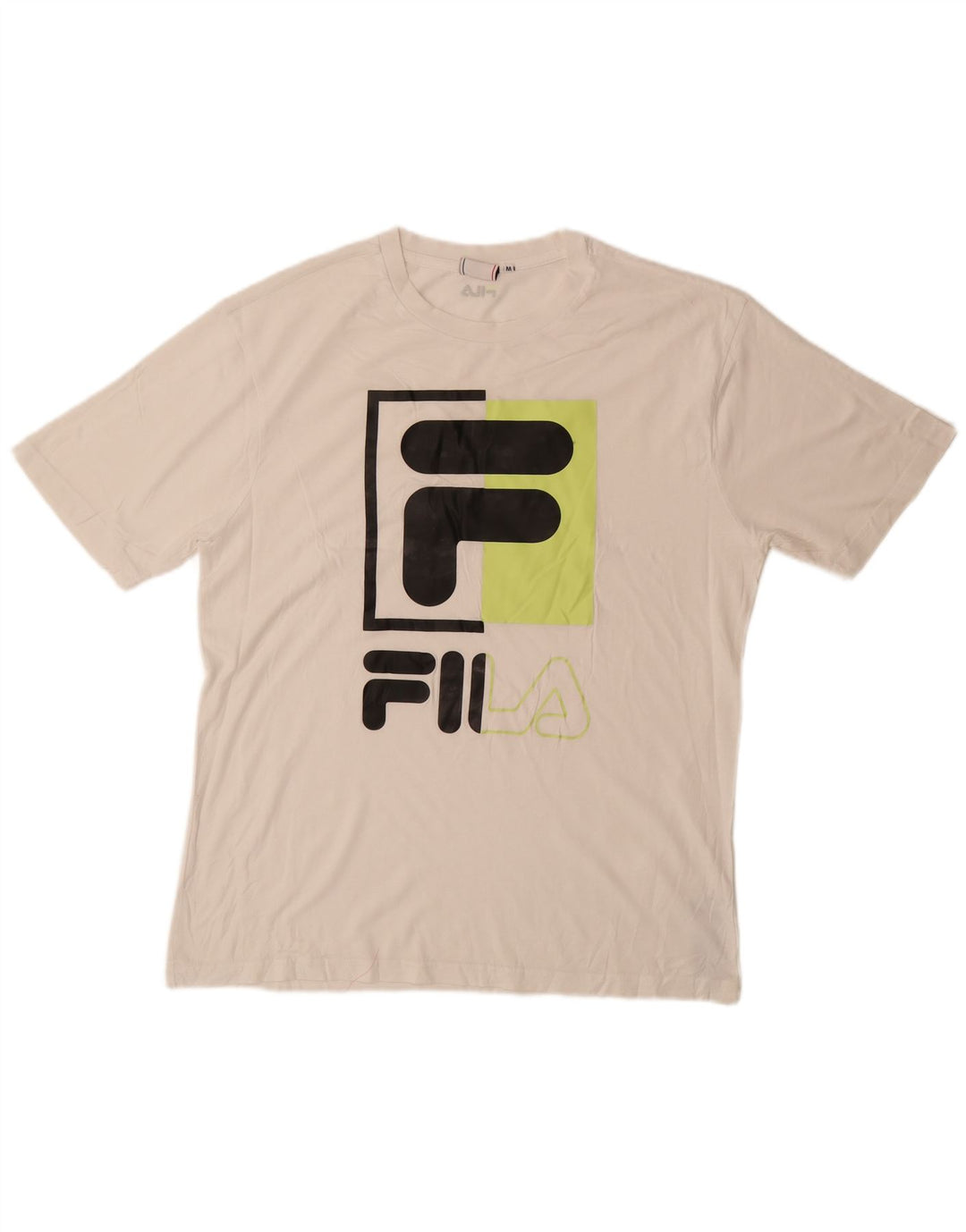 Fila Mens Graphic T-Shirt Top Medium White Cotton