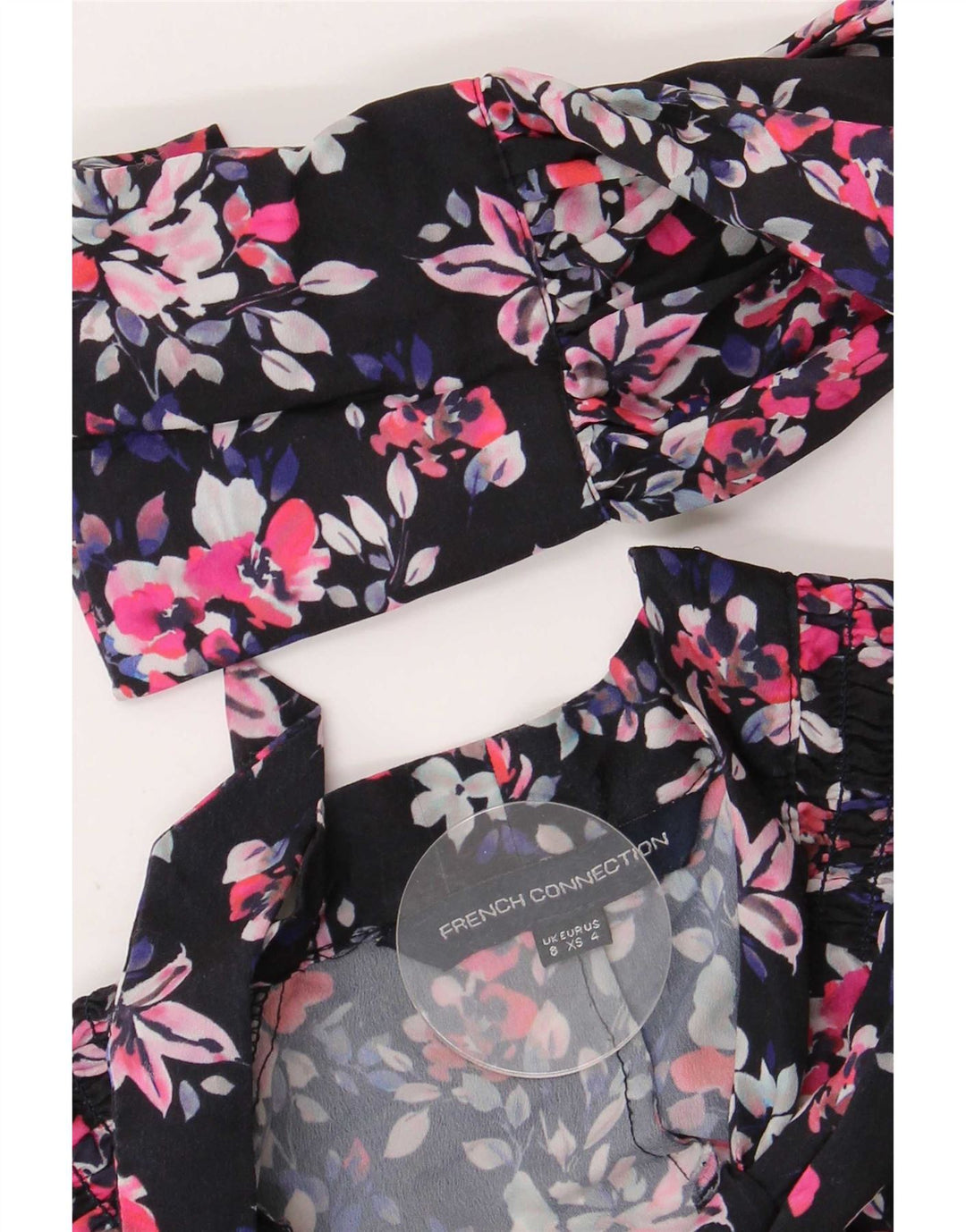French Connection Womens Asymmetric Blouse Top UK 8 Small Navy Blue Floral