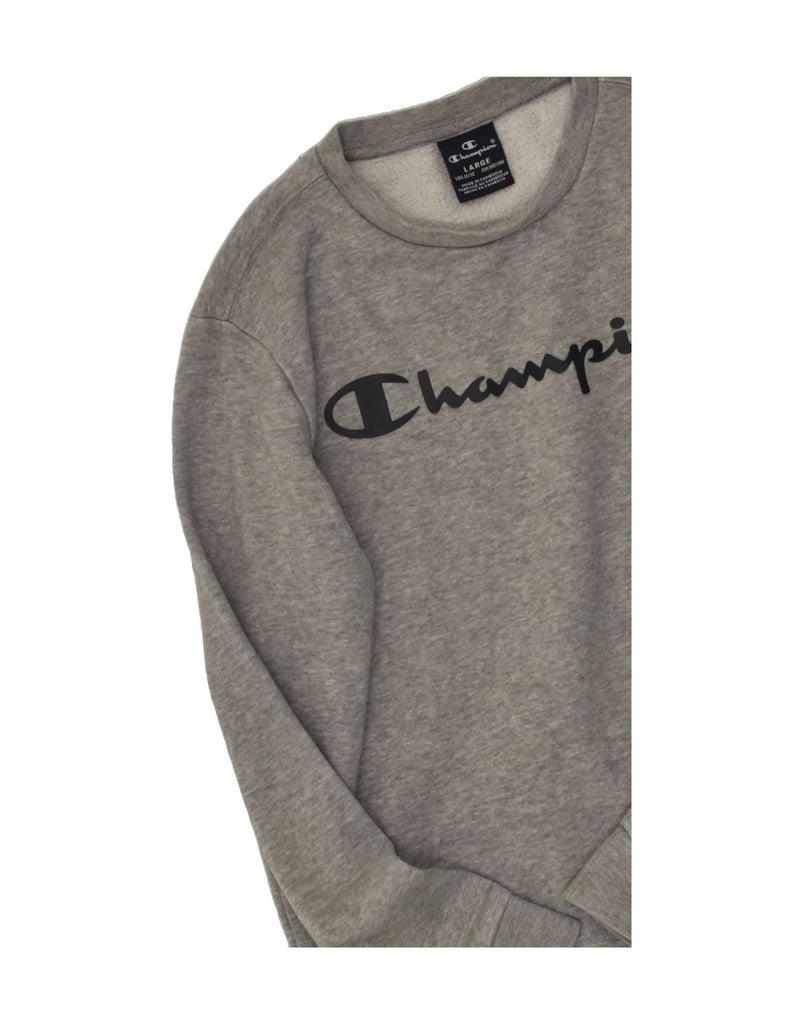 CHAMPION Boys Graphic Sweatshirt Jumper 11-12 Years Large  Grey Cotton | Vintage Champion | Thrift | Second-Hand Champion | Used Clothing | Messina Hembry 