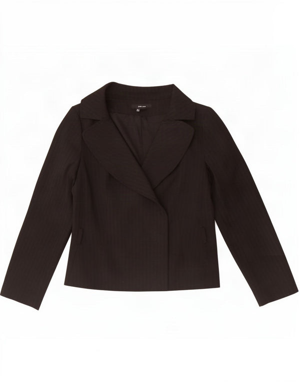 Zara Womens Blazer Jacket UK 14 Large Black Striped Polyester