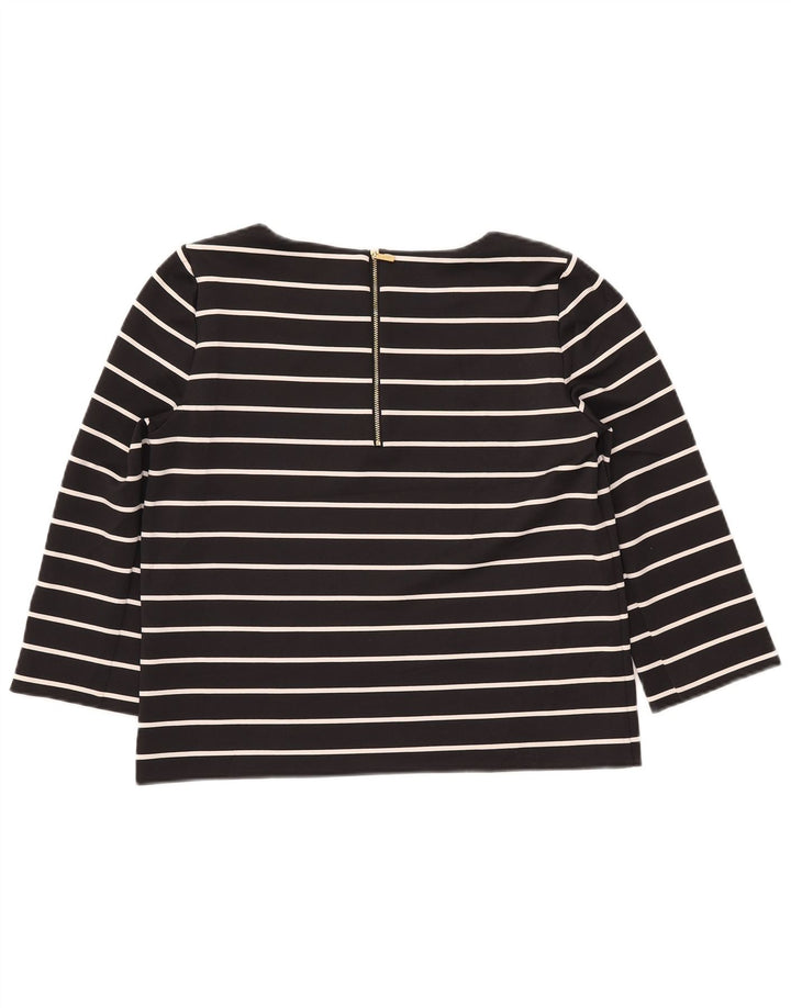 CALVIN KLEIN Womens Top 3/4 Sleeve UK 14 Medium Black Striped Polyester