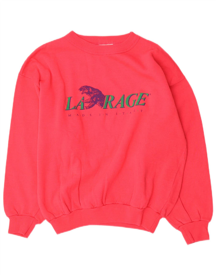 Vintage Mens Graphic Sweatshirt Jumper Medium Pink Cotton