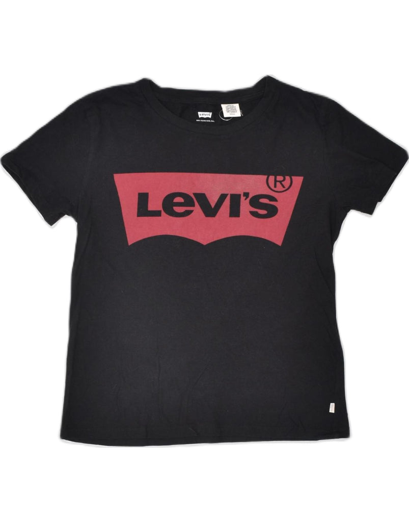 LEVI'S Womens Graphic T-Shirt Top UK 10 Small Black Cotton | Vintage | Thrift | Second-Hand | Used Clothing | Messina Hembry 