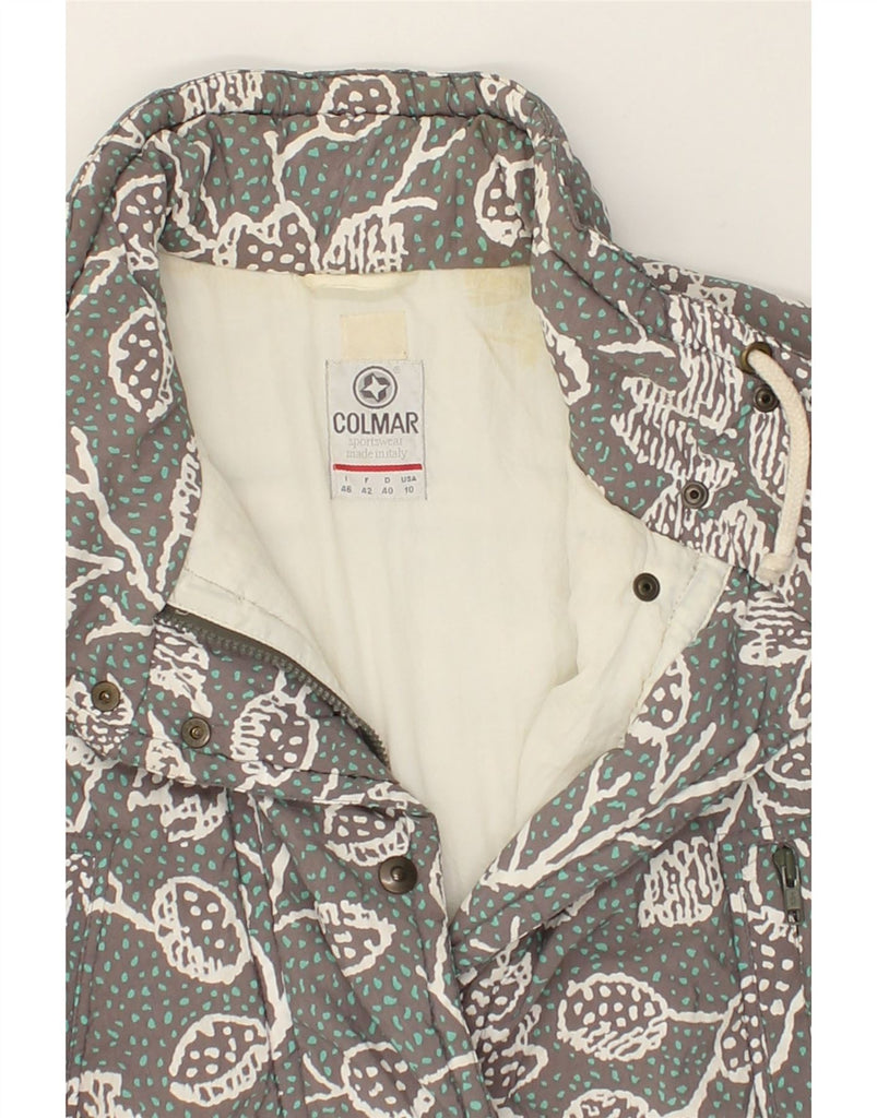 COLMAR Womens Windbreaker Jacket IT 46 Large Grey Floral Polyamide | Vintage Colmar | Thrift | Second-Hand Colmar | Used Clothing | Messina Hembry 