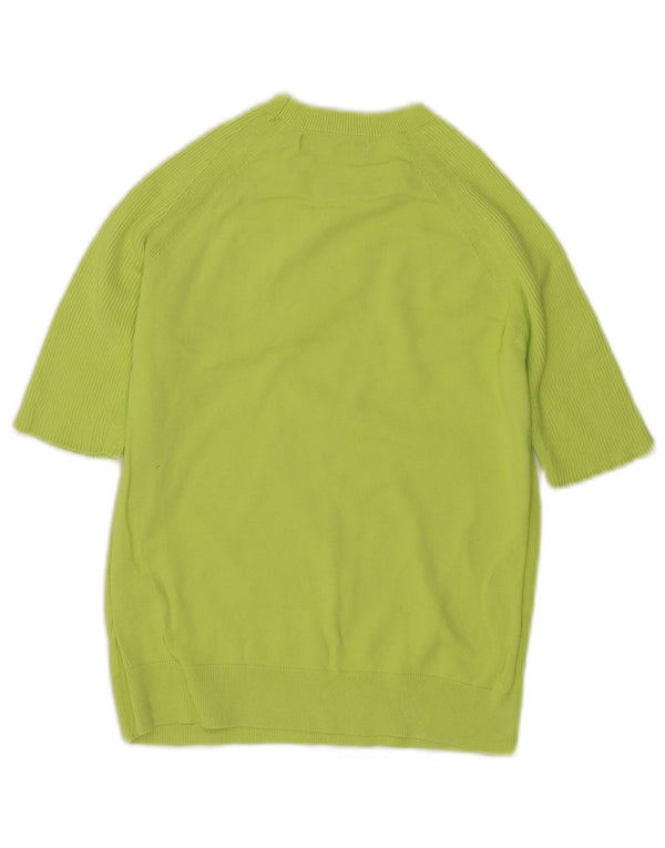 Marks & Spencer Womens Short Sleeve Crew Neck Jumper Sweater UK 6 XS Green