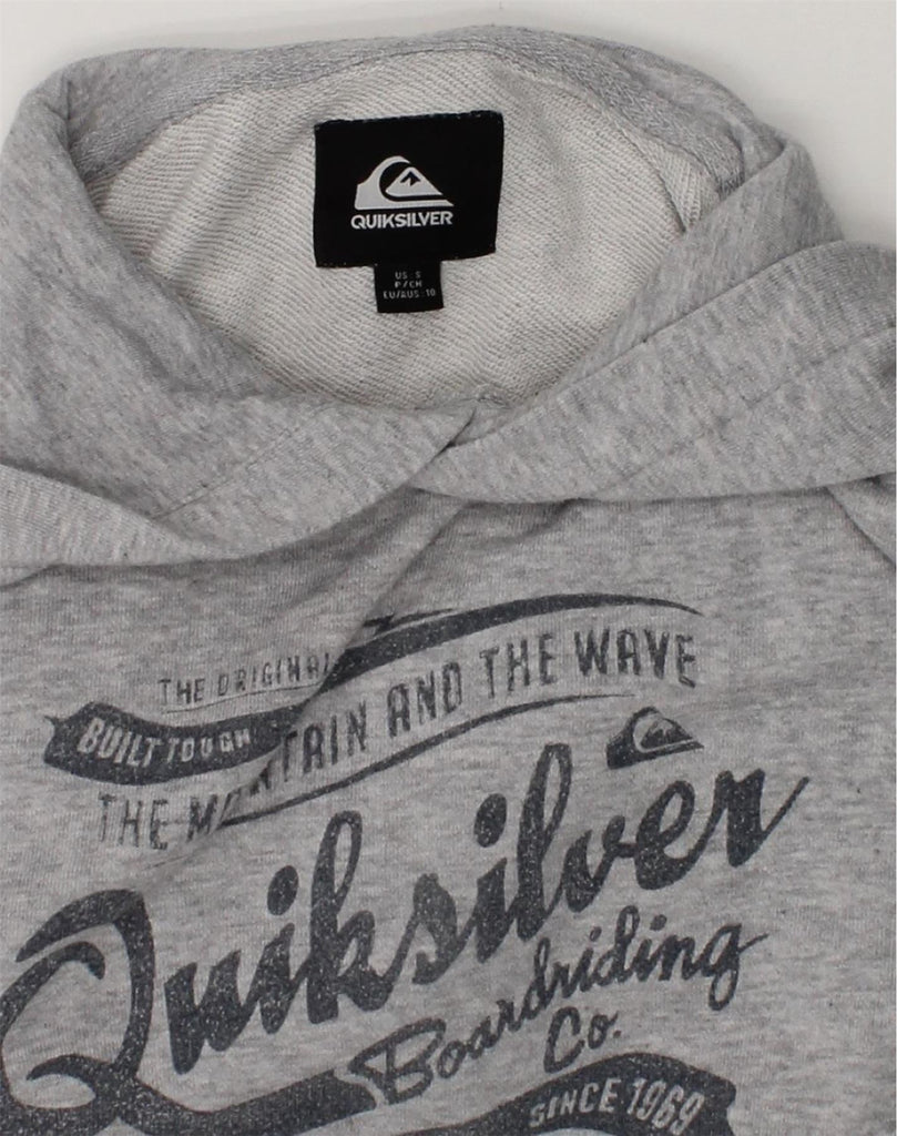 QUIKSILVER Girls Graphic Hoodie Jumper 9-10 Years Small  Grey Cotton | Vintage Quiksilver | Thrift | Second-Hand Quiksilver | Used Clothing | Messina Hembry 