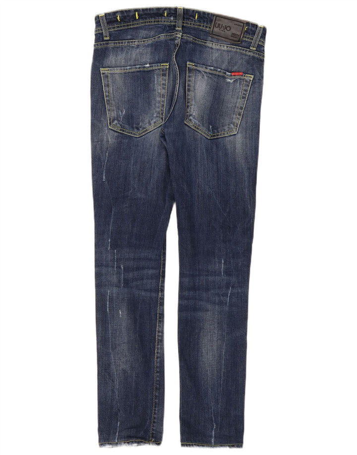 Liu Jo Mens Distressed Slim Jeans W32 L29 Navy Blue