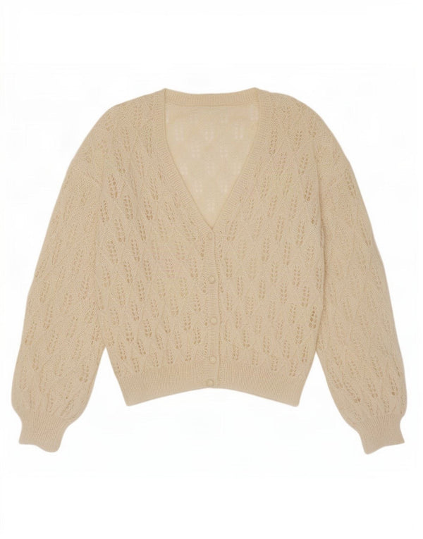 Vintage Womens See Through Cardigan Sweater UK 20 2XL Off White