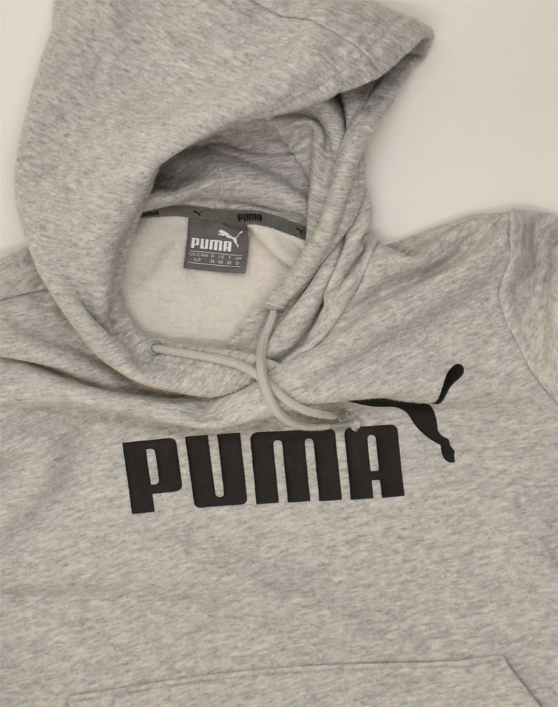 PUMA Womens Graphic Hoodie Jumper UK 10 Small Grey Polyester | Vintage Puma | Thrift | Second-Hand Puma | Used Clothing | Messina Hembry 