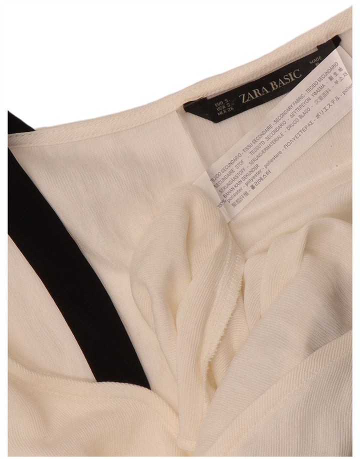 ZARA Womens 3/4 Sleeve Wrap Shirt Blouse UK 10 Small White Polyester