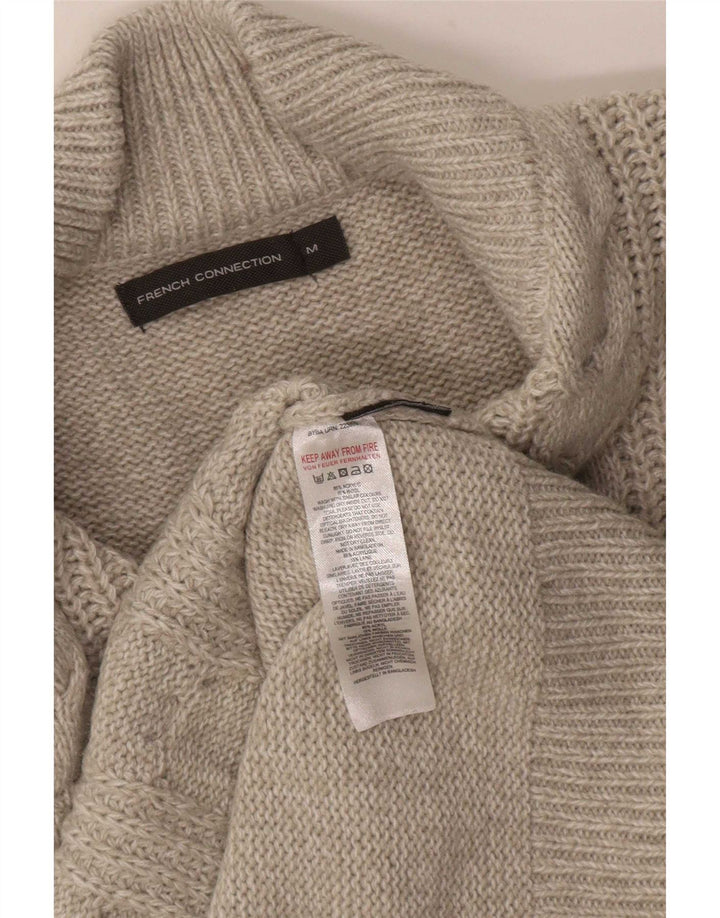 French Connection Mens Zip Neck Jumper Sweater Medium Beige Acrylic