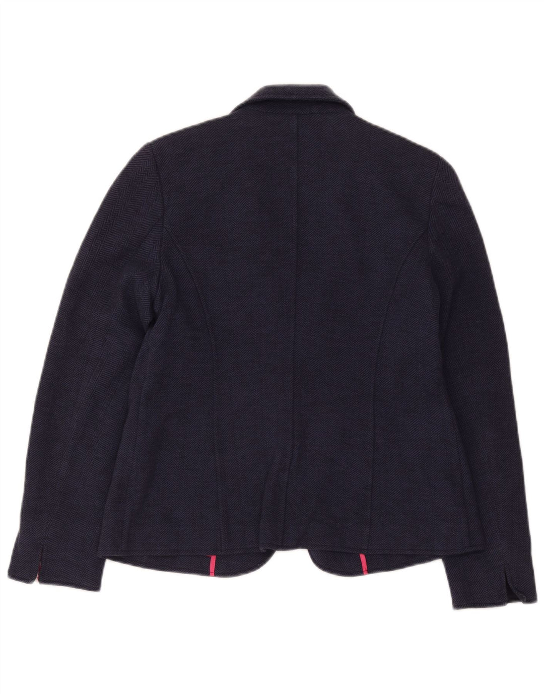 Joules Womens 1 Button Blazer Jacket UK 14 Large Navy Blue Herringbone