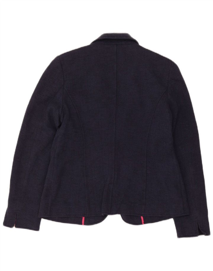 Joules Womens 1 Button Blazer Jacket UK 14 Large Navy Blue Herringbone