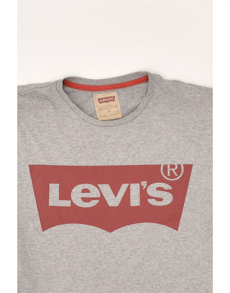 LEVI'S Boys Graphic T-Shirt Top 15-16 Years Grey Polyester | Vintage Levi's | Thrift | Second-Hand Levi's | Used Clothing | Messina Hembry 