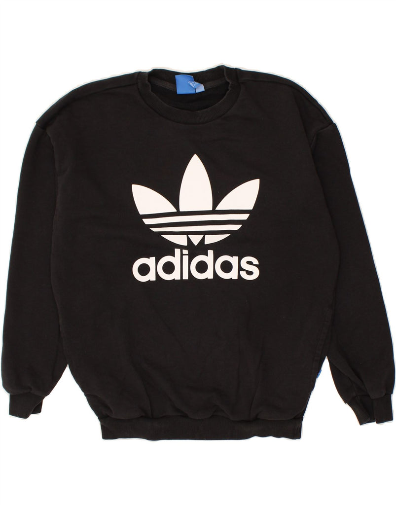 ADIDAS Womens Graphic Sweatshirt Jumper UK 8 Small Black Cotton | Vintage Adidas | Thrift | Second-Hand Adidas | Used Clothing | Messina Hembry 