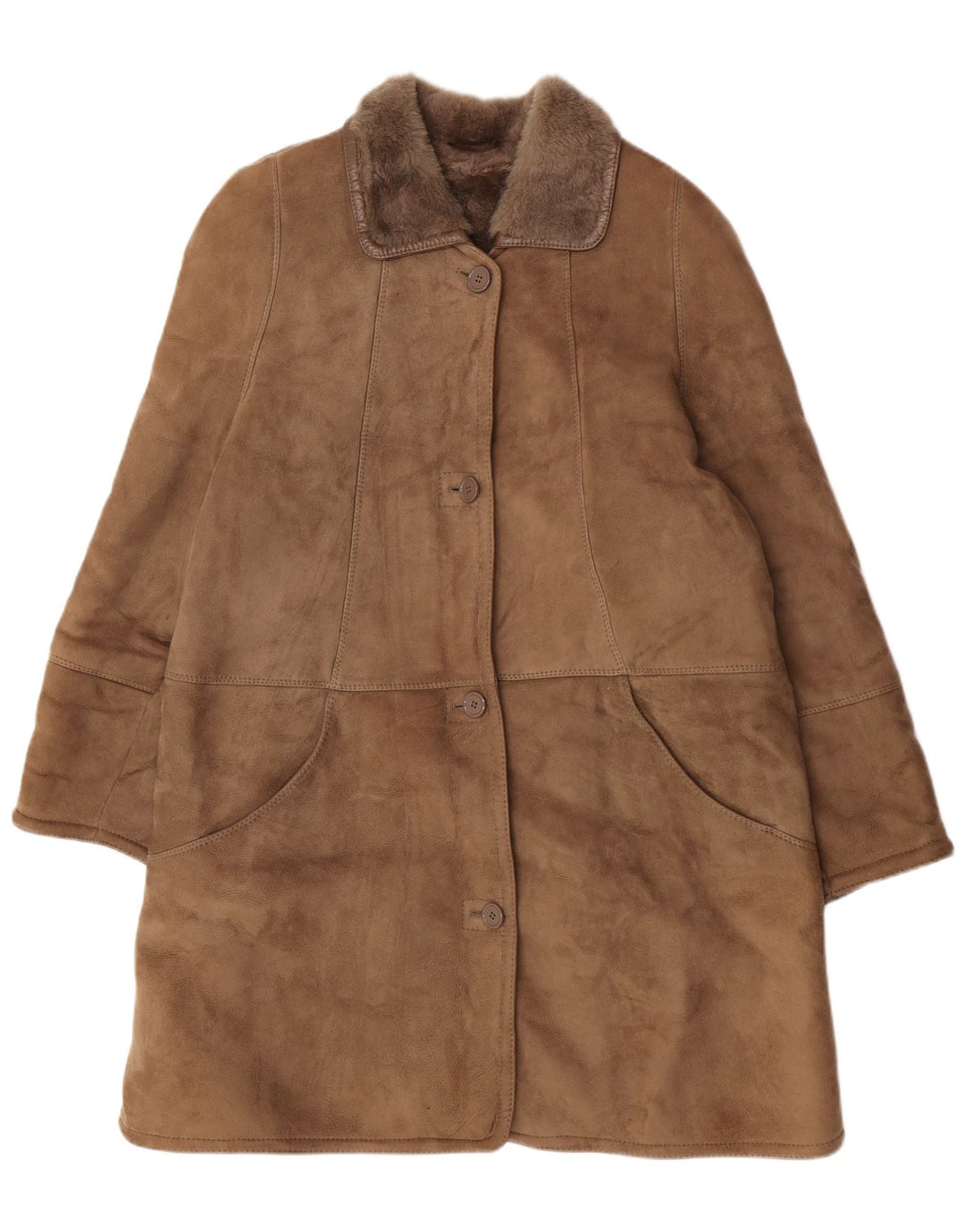 Skinni Womens Oversized Shearling Coat IT 50 XL Brown Shearling