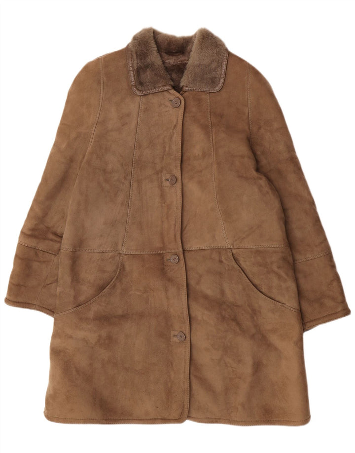Skinni Womens Oversized Shearling Coat IT 50 XL Brown Shearling