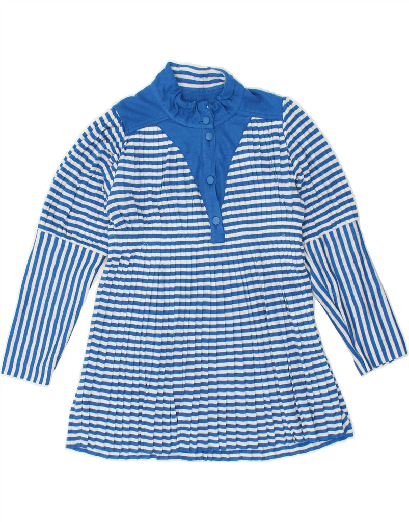 VINTAGE Womens Long Sleeve Blouse Top UK 12 Medium Blue Striped | Vintage Vintage | Thrift | Second-Hand Vintage | Used Clothing | Messina Hembry 