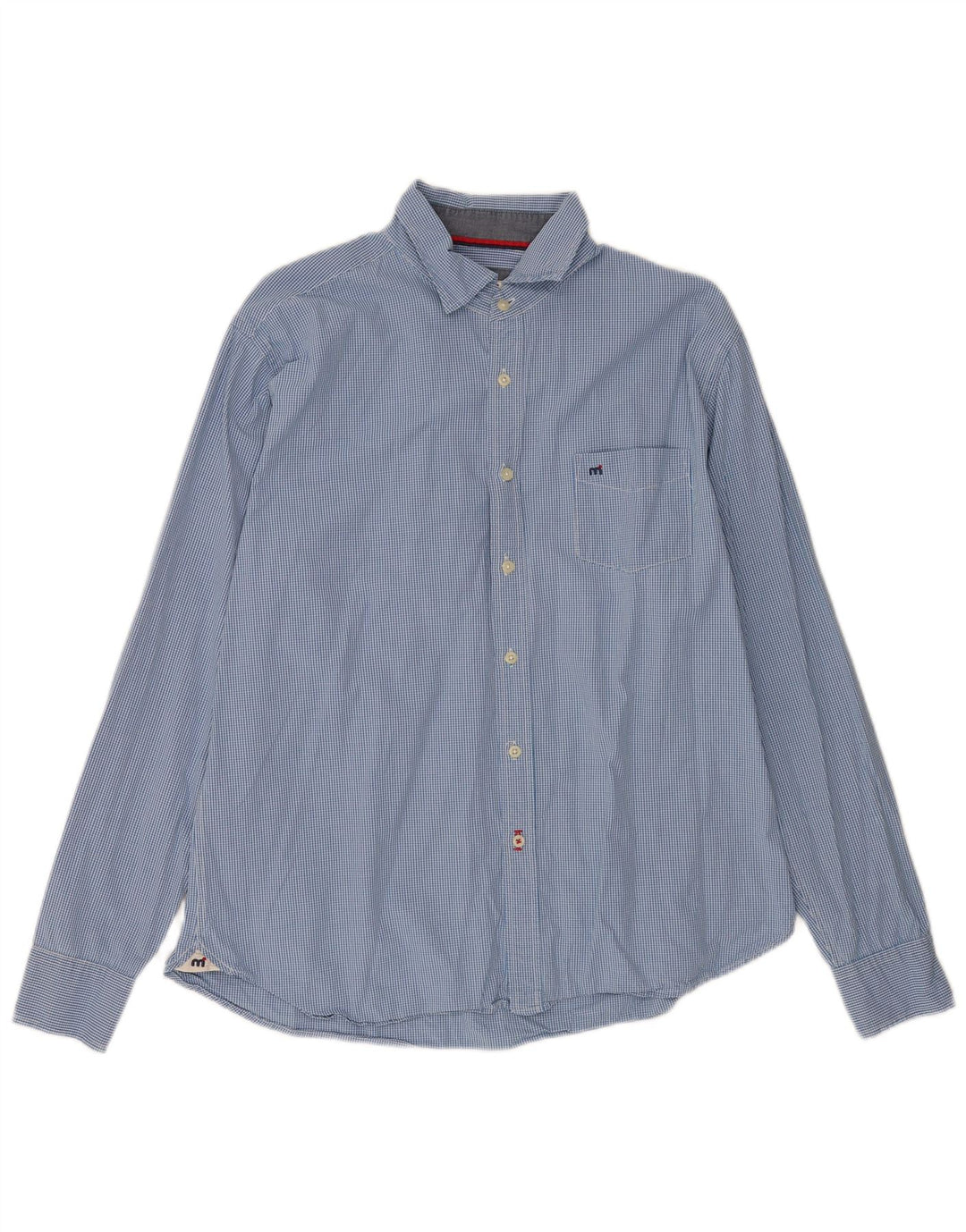 Mistral Mens Shirt XL Blue Gingham Cotton