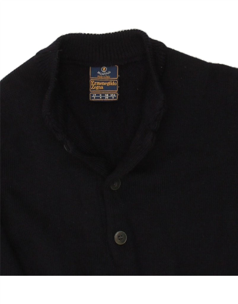 ERMENEGILDO ZEGNA Mens Turtle Neck Jumper Sweater UK 36 Small Navy Blue | Vintage Ermenegildo Zegna | Thrift | Second-Hand Ermenegildo Zegna | Used Clothing | Messina Hembry 