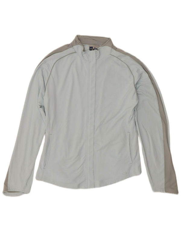 Asics Womens Tracksuit Top Jacket UK 14 Large Blue Colourblock Polyamide