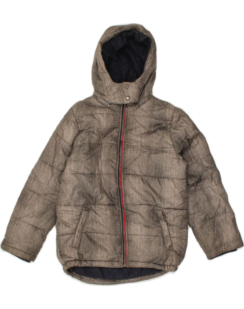 TOMMY HILFIGER Boys Hooded Padded Jacket 15-16 Years XL Grey Polyester | Vintage Tommy Hilfiger | Thrift | Second-Hand Tommy Hilfiger | Used Clothing | Messina Hembry 