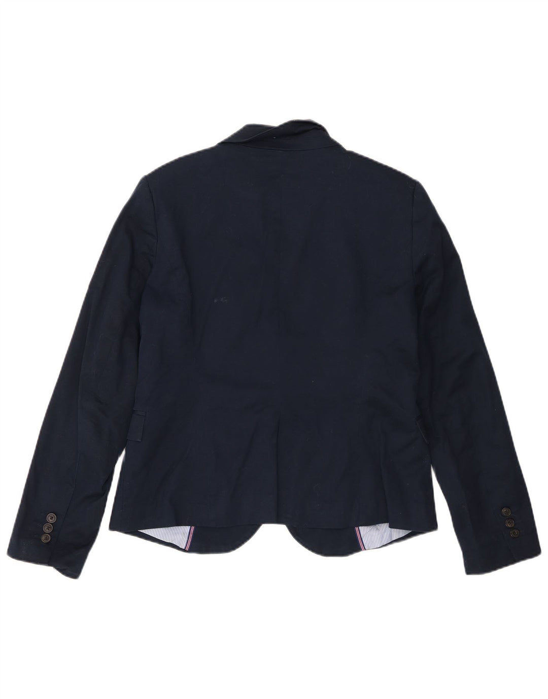 Zara Womens 1 Button Blazer Jacket UK 18 XL Navy Blue Cotton