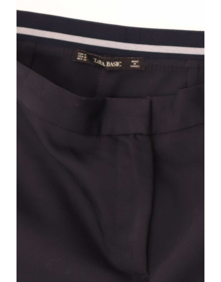 Zara Womens Slim Cropped Trousers Medium W28 L26 Navy Blue