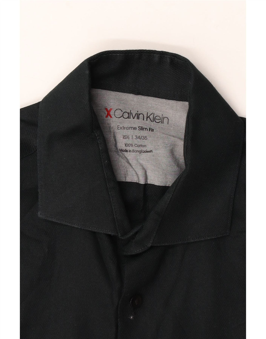 Calvin Klein Mens Extra Slim Fit Shirt Size 15 1/2 Medium Black Cotton