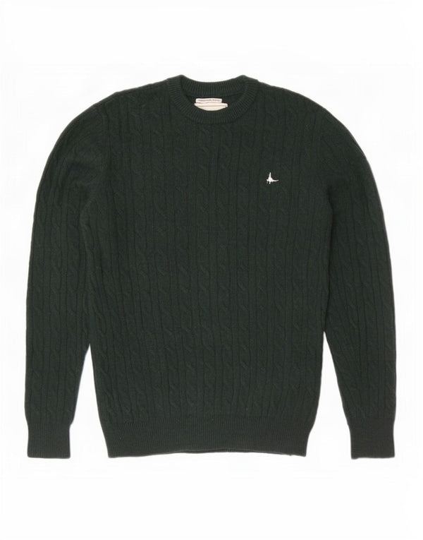 Jack Wills Mens Crew Neck Jumper Sweater Medium Green Merino Wool