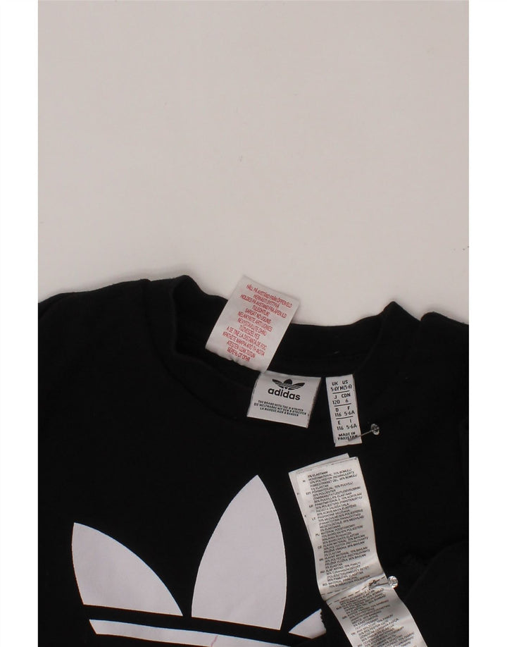 ADIDAS Boys Graphic Sweatshirt Jumper 5-6 Years Black Cotton
