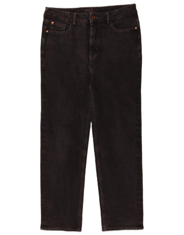 Marks & Spencer Womens Straight Jeans UK 14 Large W30 L26 Black Cotton