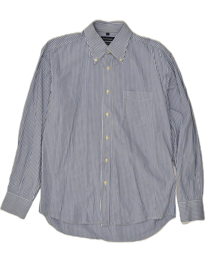 BEST COMPANY Mens Regular Fit Shirt Large Blue Pinstripe Cotton | Vintage Best Company | Thrift | Second-Hand Best Company | Used Clothing | Messina Hembry 