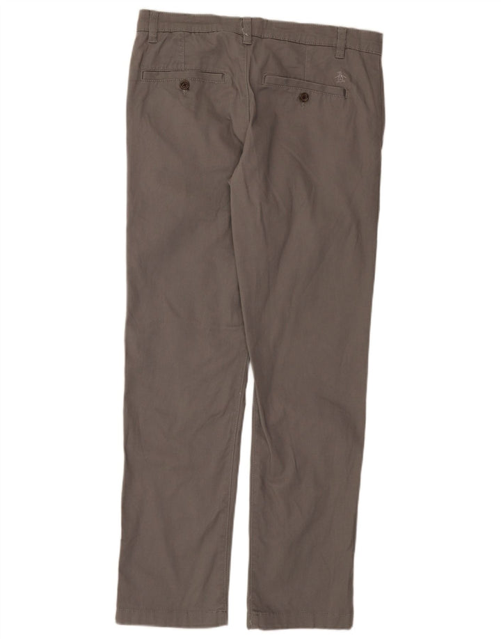 Penguin Mens Slim Chino Trousers W32 L32 Grey Cotton